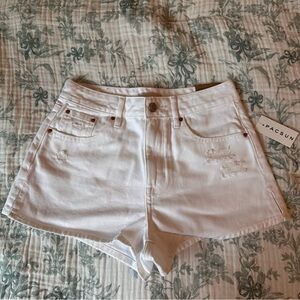 PacSun White High Waist Distressed Denim Shorts